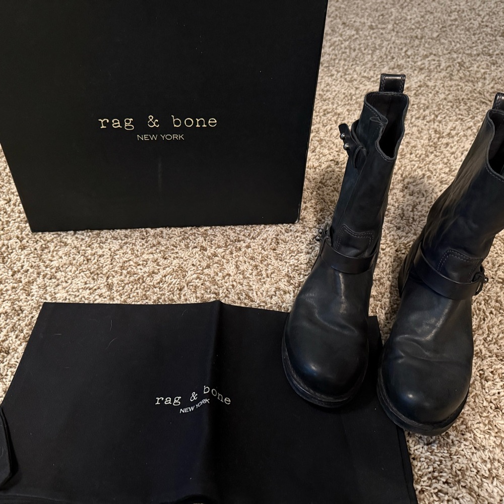Rag & Bone Dark Leather Ankle Boots